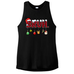 Bruh Funny Christmas Red Plaid Teens Xmas Pajamas Ladies PosiCharge Tri-Blend Wicking Tank