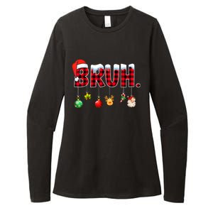 Bruh Funny Christmas Red Plaid Teens Xmas Pajamas Womens CVC Long Sleeve Shirt