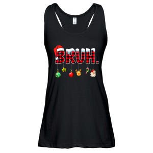 Bruh Funny Christmas Red Plaid Teens Xmas Pajamas Ladies Essential Flowy Tank