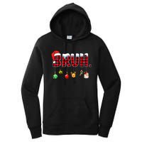 Bruh Funny Christmas Red Plaid Teens Xmas Pajamas Women's Pullover Hoodie