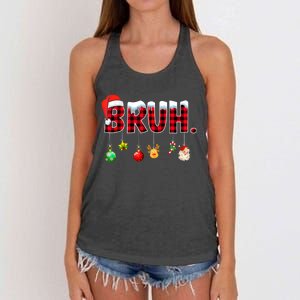 Bruh Funny Christmas Red Plaid Teens Xmas Pajamas Women's Knotted Racerback Tank