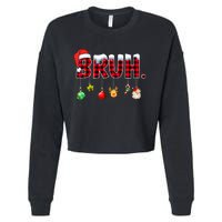 Bruh Funny Christmas Red Plaid Teens Xmas Pajamas Cropped Pullover Crew