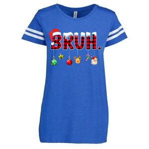 Bruh Funny Christmas Red Plaid Teens Xmas Pajamas Enza Ladies Jersey Football T-Shirt