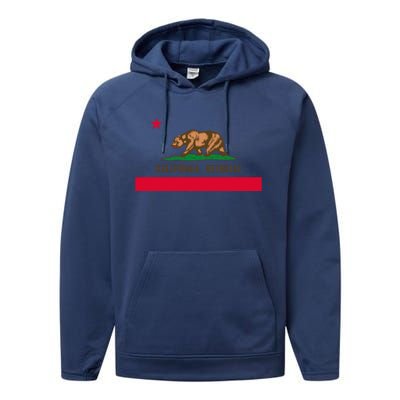 Bear Flag. California Republic State Flag Of California Performance Fleece Hoodie