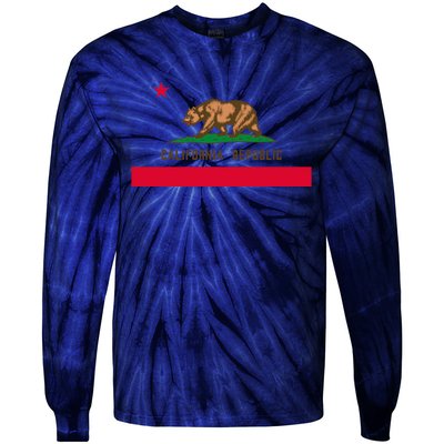 Bear Flag. California Republic State Flag Of California Tie-Dye Long Sleeve Shirt