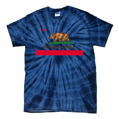 Bear Flag. California Republic State Flag Of California Tie-Dye T-Shirt