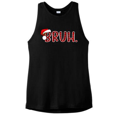 Bruh Funny Christmas Plaid Teens Xmas Pajamas Ladies PosiCharge Tri-Blend Wicking Tank