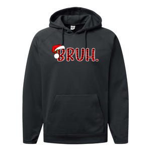 Bruh Funny Christmas Plaid Teens Xmas Pajamas Performance Fleece Hoodie