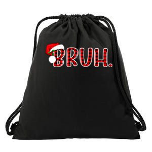 Bruh Funny Christmas Plaid Teens Xmas Pajamas Drawstring Bag