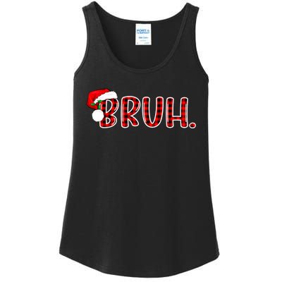 Bruh Funny Christmas Plaid Teens Xmas Pajamas Ladies Essential Tank