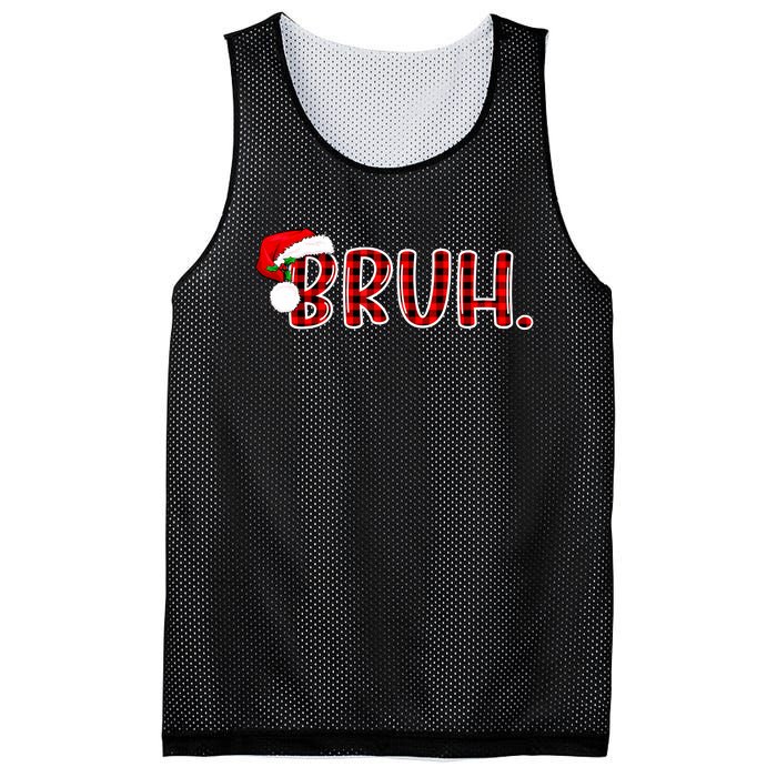 Bruh Funny Christmas Plaid Teens Xmas Pajamas Mesh Reversible Basketball Jersey Tank