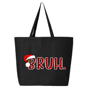 Bruh Funny Christmas Plaid Teens Xmas Pajamas 25L Jumbo Tote