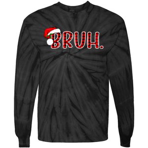 Bruh Funny Christmas Plaid Teens Xmas Pajamas Tie-Dye Long Sleeve Shirt