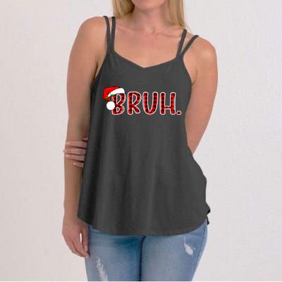 Bruh Funny Christmas Plaid Teens Xmas Pajamas Women's Strappy Tank