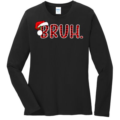 Bruh Funny Christmas Plaid Teens Xmas Pajamas Ladies Long Sleeve Shirt