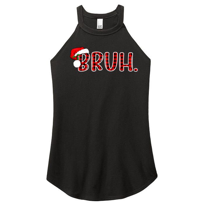 Bruh Funny Christmas Plaid Teens Xmas Pajamas Women's Perfect Tri Rocker Tank