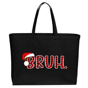 Bruh Funny Christmas Plaid Teens Xmas Pajamas Cotton Canvas Jumbo Tote