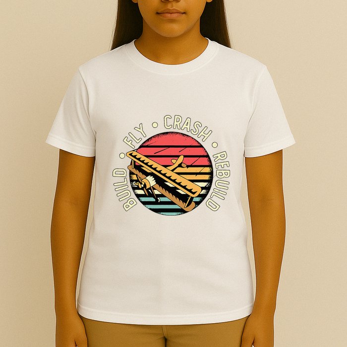 Build Fly Crash Rebuild Model Airplane Pilot T-Shirt