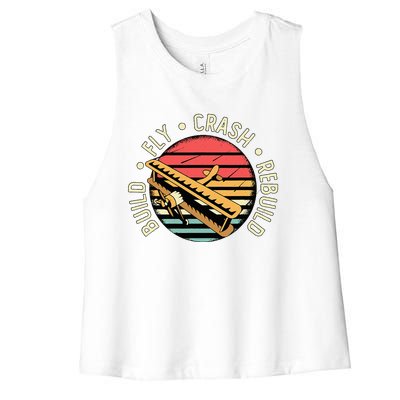 Build Fly Crash Rebuild Model Airplane Pilot Women's Racerback Cropped Tank