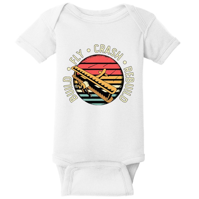 Build Fly Crash Rebuild Model Airplane Pilot Baby Bodysuit