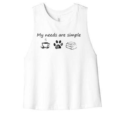 Book Funny Coffee Dog Book Gift Women's Racerback Cropped Tank