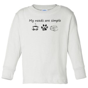 Book Funny Coffee Dog Book Gift Toddler Long Sleeve Shirt