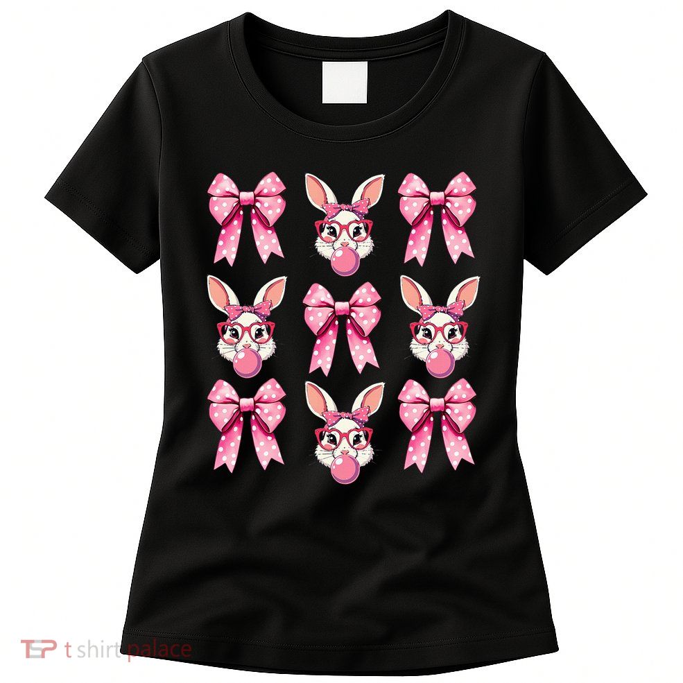 Bunny Face Coquette Bow Easter Day Girl Women Women's T-Shirt