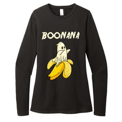 Boonana Funny Cute Banana Ghost Halloween Banana Lover Gifts Womens CVC Long Sleeve Shirt