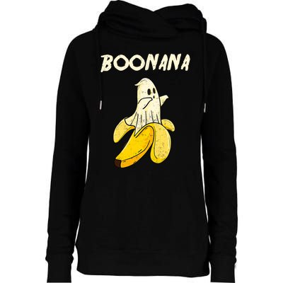 Boonana Funny Cute Banana Ghost Halloween Banana Lover Gifts Womens Funnel Neck Pullover Hood