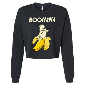 Boonana Funny Cute Banana Ghost Halloween Banana Lover Gifts Cropped Pullover Crew