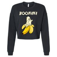 Boonana Funny Cute Banana Ghost Halloween Banana Lover Gifts Cropped Pullover Crew