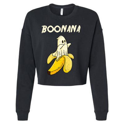 Boonana Funny Cute Banana Ghost Halloween Banana Lover Gifts Cropped Pullover Crew