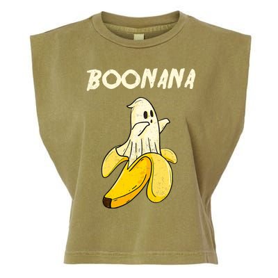 Boonana Funny Cute Banana Ghost Halloween Banana Lover Gifts Garment-Dyed Women's Muscle Tee