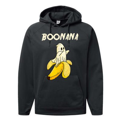 Boonana Funny Cute Banana Ghost Halloween Banana Lover Gifts Performance Fleece Hoodie