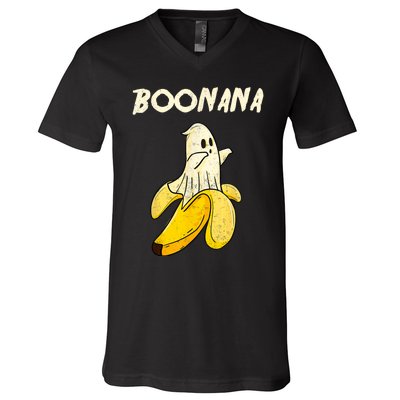 Boonana Funny Cute Banana Ghost Halloween Banana Lover Gifts V-Neck T-Shirt