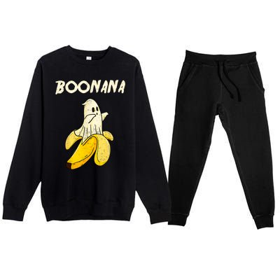 Boonana Funny Cute Banana Ghost Halloween Banana Lover Gifts Premium Crewneck Sweatsuit Set