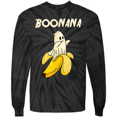 Boonana Funny Cute Banana Ghost Halloween Banana Lover Gifts Tie-Dye Long Sleeve Shirt