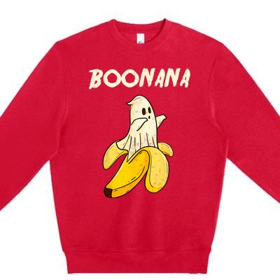 Boonana Funny Cute Banana Ghost Halloween Banana Lover Gifts Premium Crewneck Sweatshirt