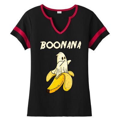 Boonana Funny Cute Banana Ghost Halloween Banana Lover Gifts Ladies Halftime Notch Neck Tee