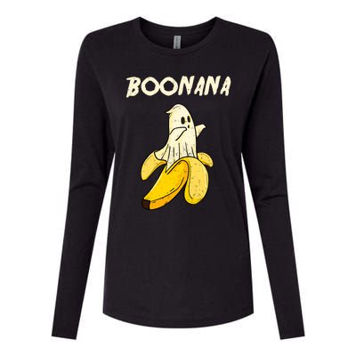 Boonana Funny Cute Banana Ghost Halloween Banana Lover Gifts Womens Cotton Relaxed Long Sleeve T-Shirt