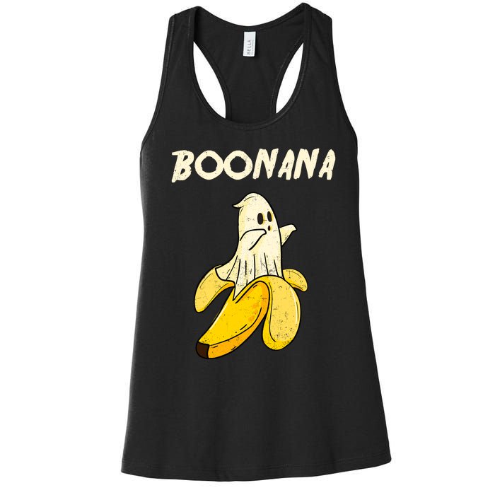 Boonana Funny Cute Banana Ghost Halloween Banana Lover Gifts Women's Racerback Tank