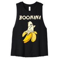 Boonana Funny Cute Banana Ghost Halloween Banana Lover Gifts Women's Racerback Cropped Tank