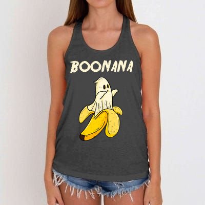 Boonana Funny Cute Banana Ghost Halloween Banana Lover Gifts Women's Knotted Racerback Tank