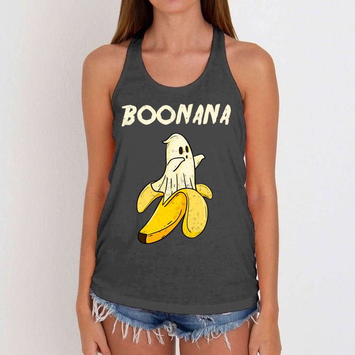 Boonana Funny Cute Banana Ghost Halloween Banana Lover Gifts Women's Knotted Racerback Tank