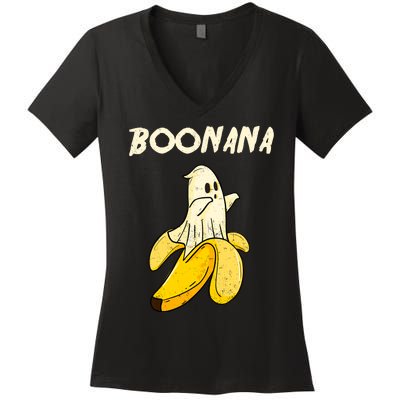 Boonana Funny Cute Banana Ghost Halloween Banana Lover Gifts Women's V-Neck T-Shirt