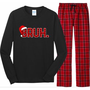 Bruh Funny Christmas Plaid Teens Xmas Pajamas Long Sleeve Pajama Set