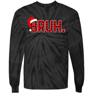 Bruh Funny Christmas Plaid Teens Xmas Pajamas Tie-Dye Long Sleeve Shirt