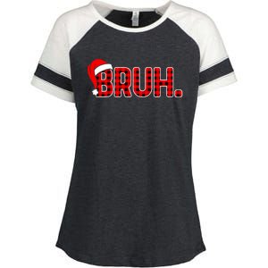 Bruh Funny Christmas Plaid Teens Xmas Pajamas Enza Ladies Jersey Colorblock Tee