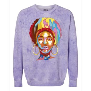 Black Female Color Drip Colorblast Crewneck Sweatshirt