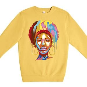 Black Female Color Drip Premium Crewneck Sweatshirt